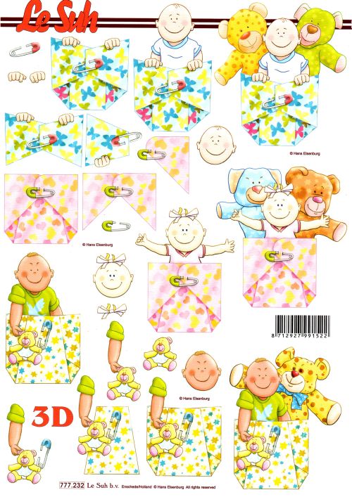 3D-Bogen LeSuh 777232 Baby mit Teddy