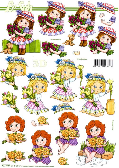 3D-Bogen LeSuh 777.407 Mdchen mit Blumen