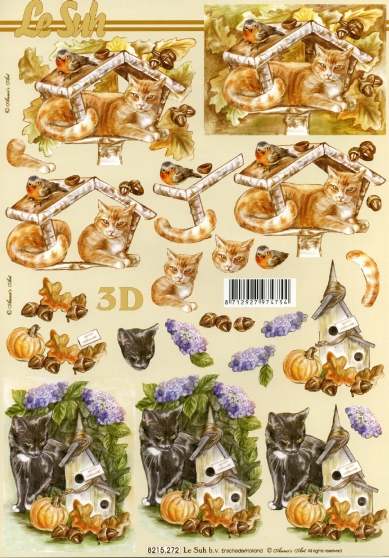 3D-Bogen LeSuh 8215272 Katze und Vogelhaus