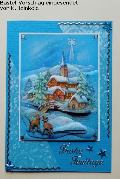 Basteltipp 3D-Karte Frohe Festtage in blau