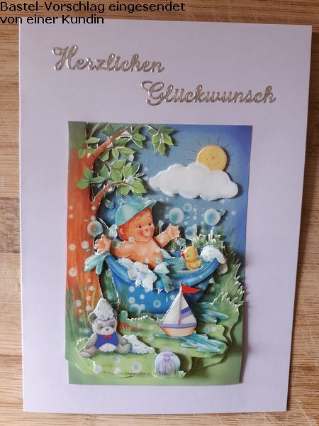 Basteltipp 3D-Karte Baby badet