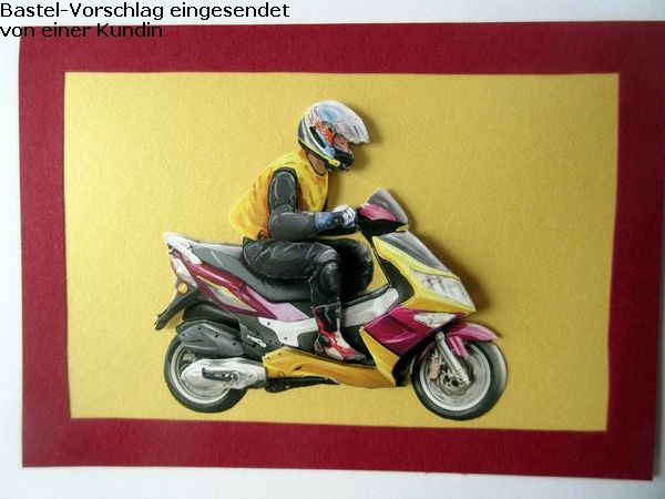 Basteltipp 3D-Karte Junge auf Moped