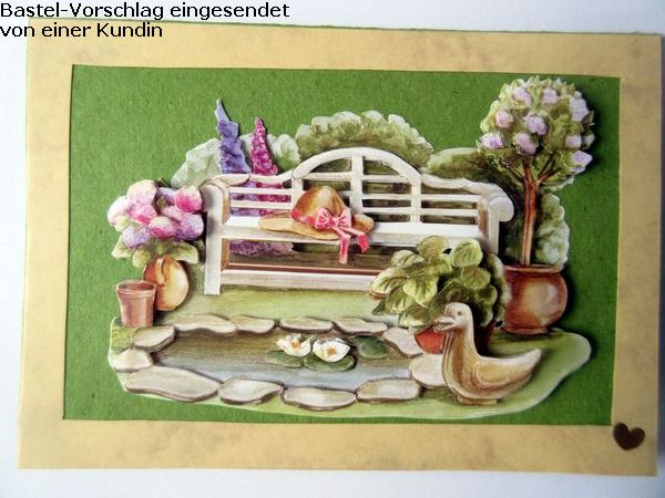 Basteltipp 3D-Karte Bank am Teich