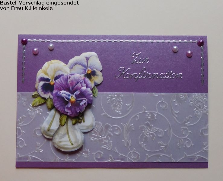 Basteltipp 3D-Karte Konfirmation Stiefmtterchen