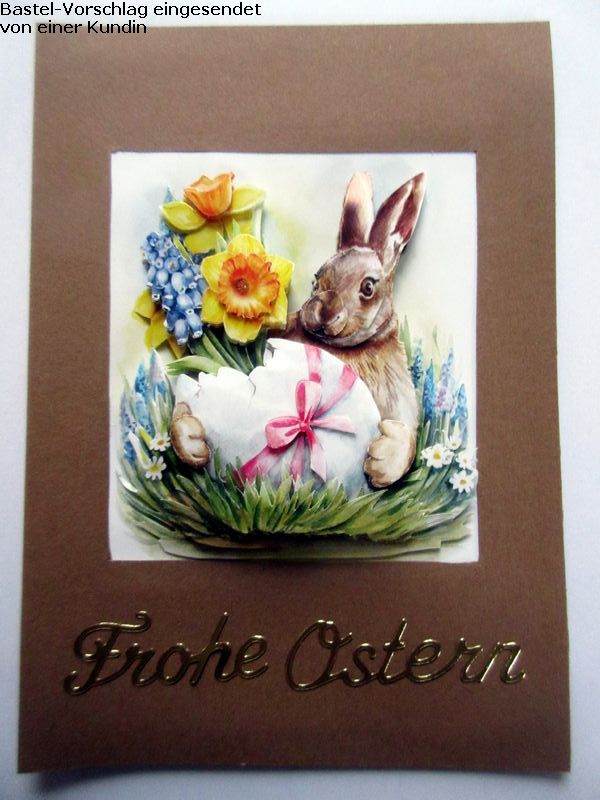 Basteltipp 3D-Karte Frohe Ostern mit Hase und Blumen