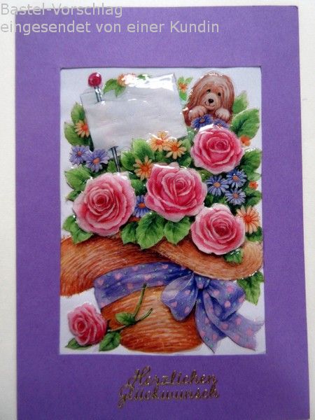 Basteltipp 3D-Karte Herzlichen Glckwunsch mit Blumenhut