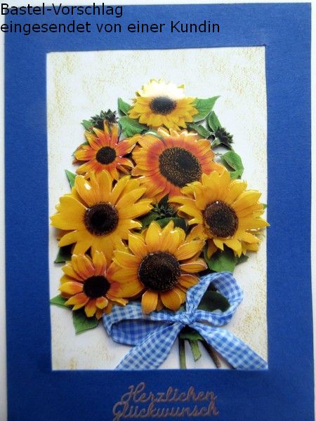 Basteltipp 3D-Karte Herzlichen Glckwunsch mit Sonnenblumen
