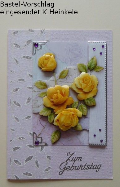 Basteltipp 3D-Karte zum Geburstag mit gelben Rosen