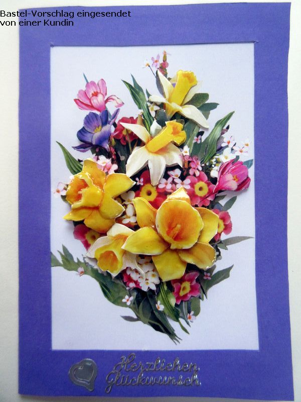 Basteltipp 3D-Karte Herzlichen Glckwunsch mit Frhlingsblumen
