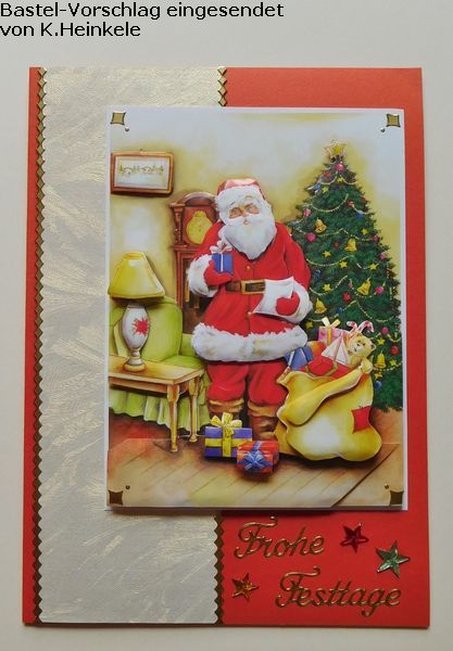 Basteltipp 3D-Karte Frohe Festtafe, rot mit Weihnachtsmann