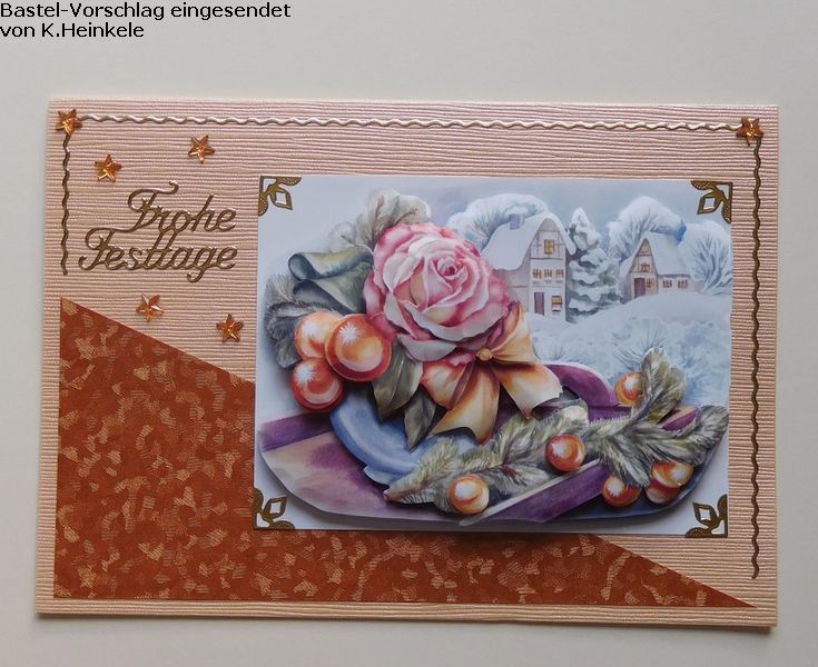 Basteltipp 3D-Karte Frohe Festtage mit Rose