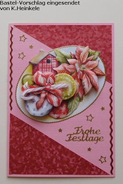 Basteltipp 3D-Karte Frohe Festtage rosa