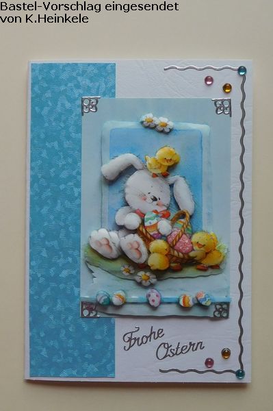 Basteltipp 3D-Karte Frohe Ostern hellblau-wei