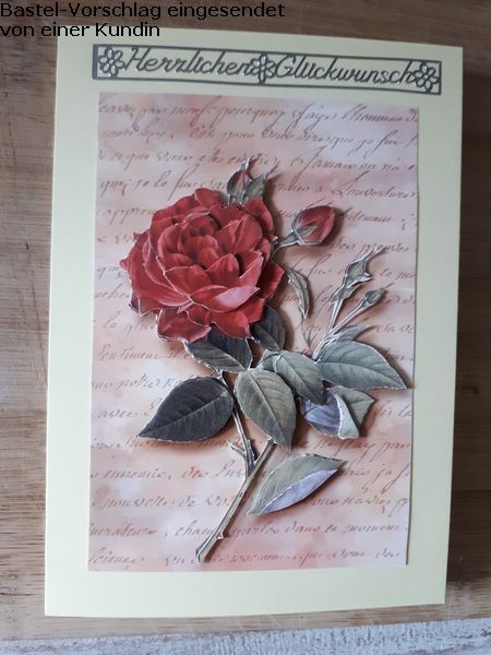 Basteltipp 3D-Karte Glckwnsche mit roter Rose