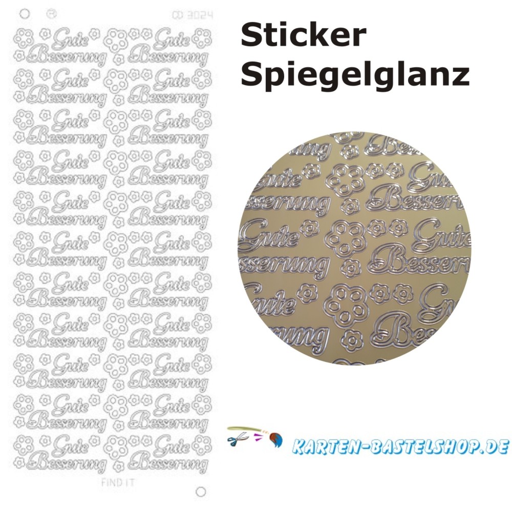 Platin-Sticker 3024 Gute Besserung gold