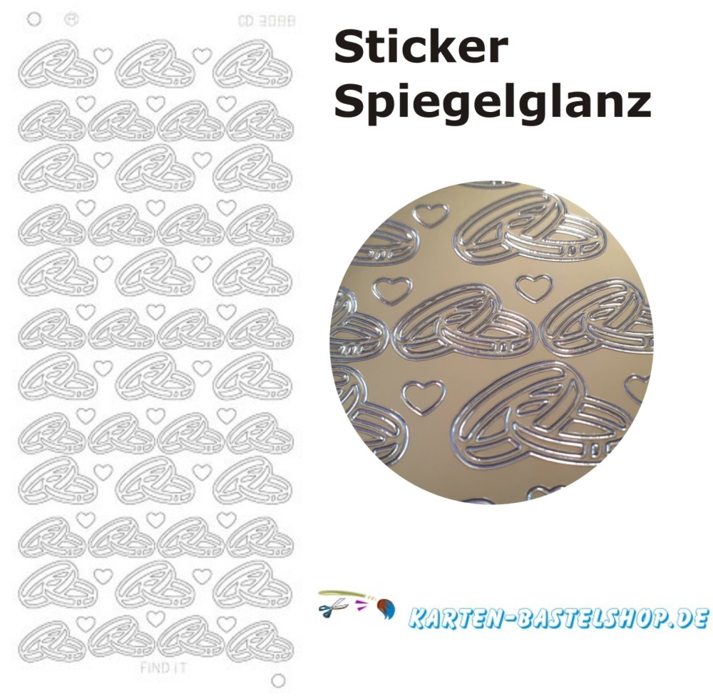 Platin-Sticker 3088 Ringe Hochzeit