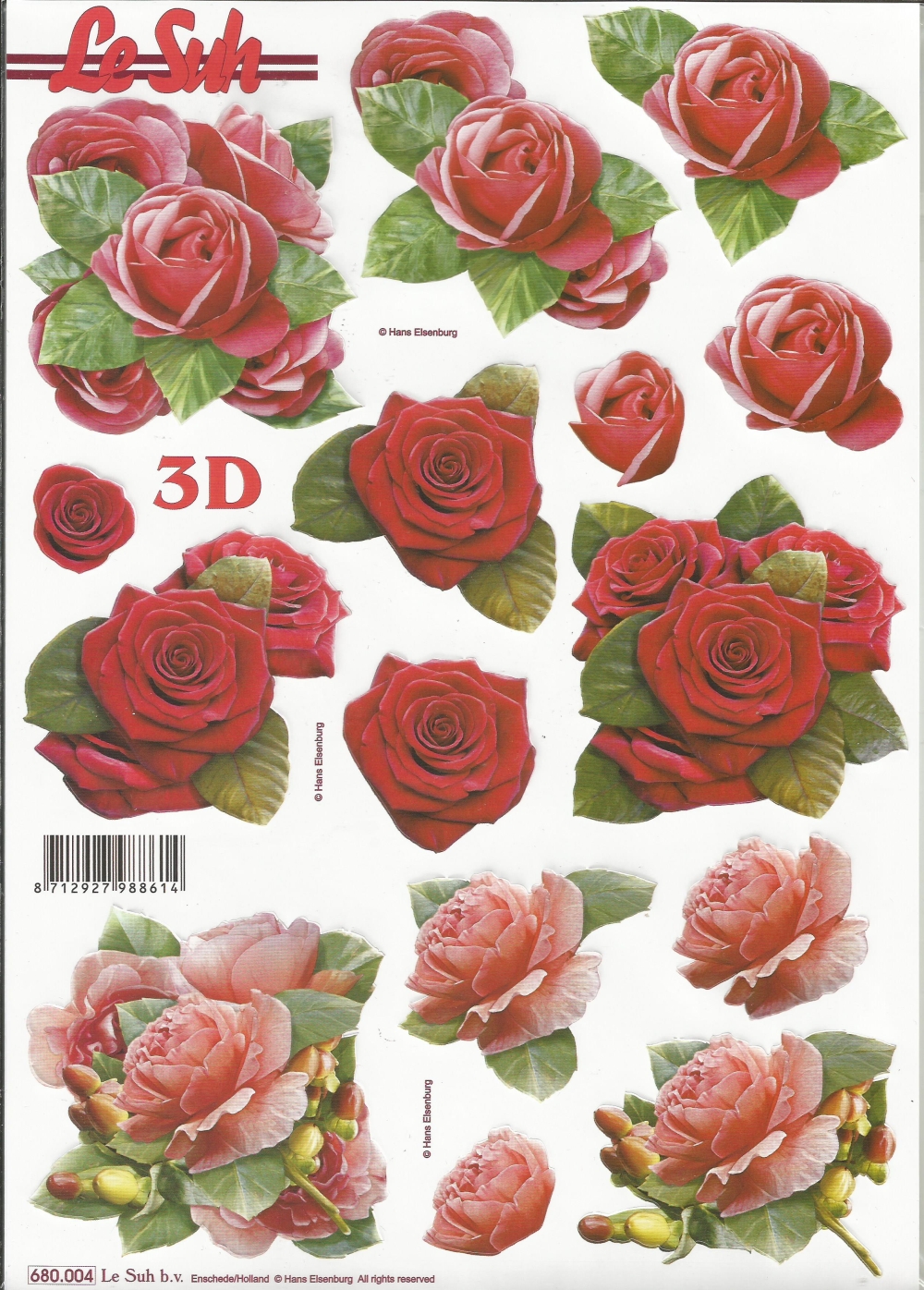 3D-Stanzbogen LeSuh Rosenblten