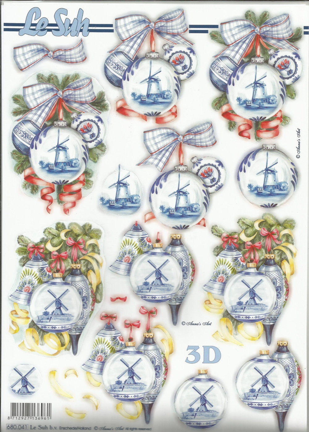 3D-Stanzbogen LeSuh Weihnachtskugel mit Mhle