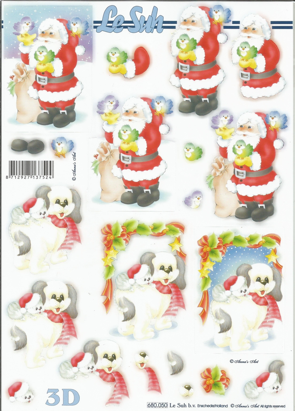 3D-Stanzbogen LeSuh Weihnachtsmann mit Vgeln