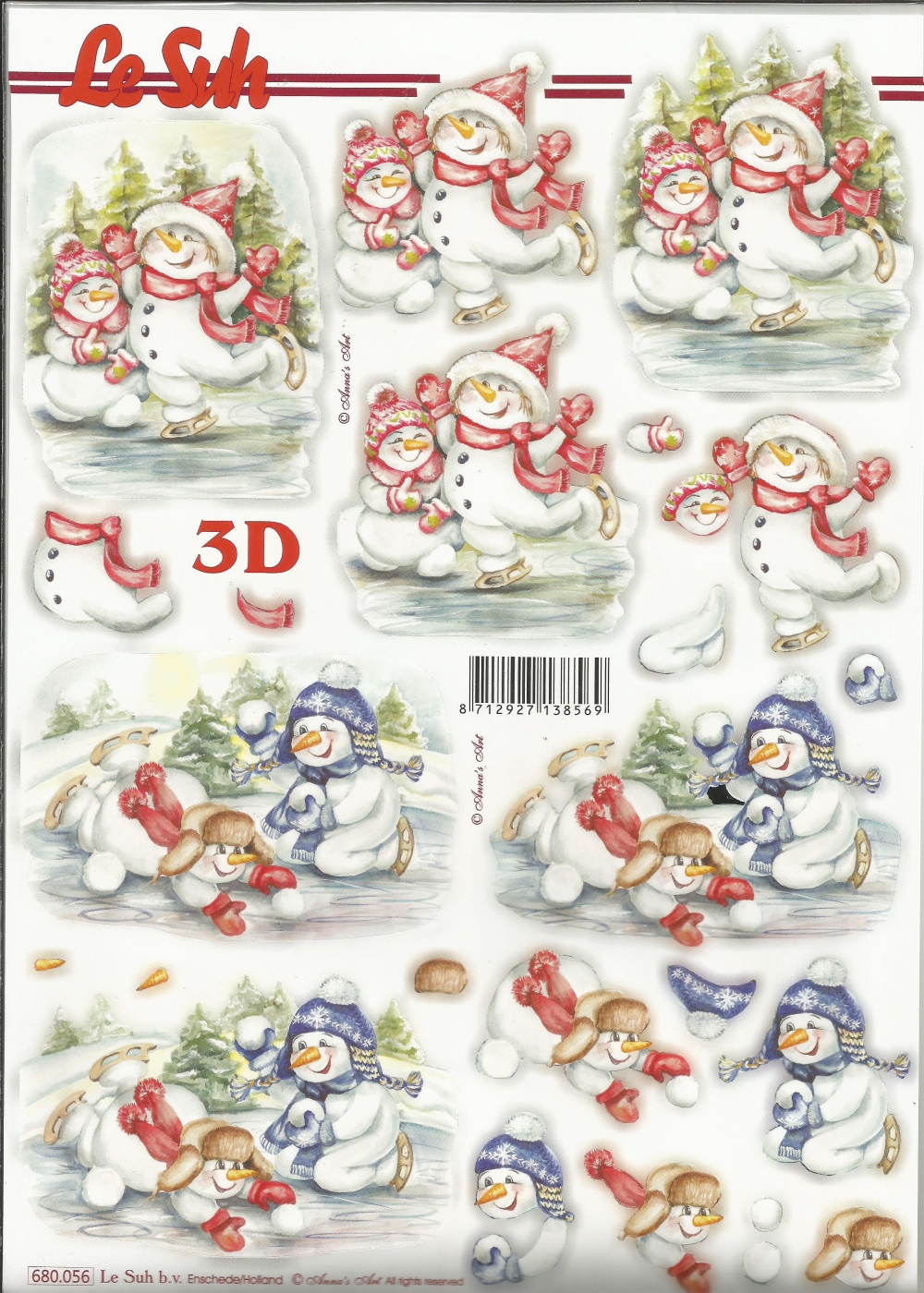 3D-Stanzbogen LeSuh Schneemann