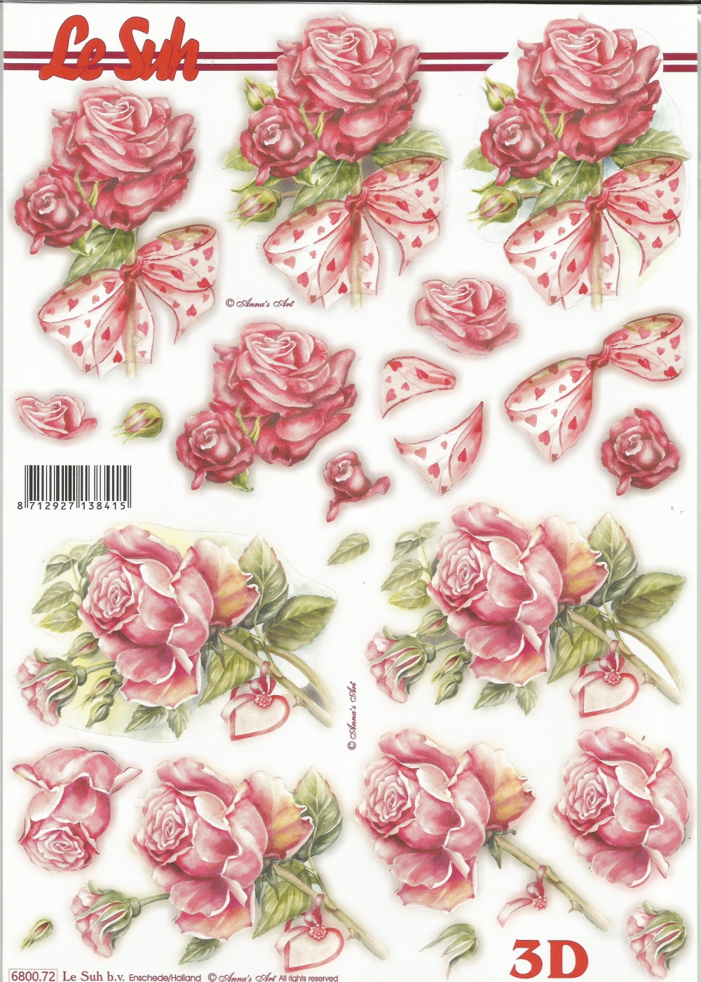 3D-Stanzbogen LeSuh Rosen mit Schleife