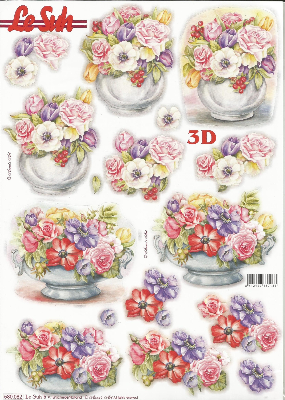 3D-Stanzbogen LeSuh Vase mit Blumen