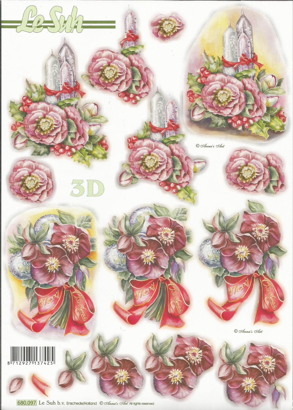 3D-Stanzbogen LeSuh Weihnachtliches Gesteck