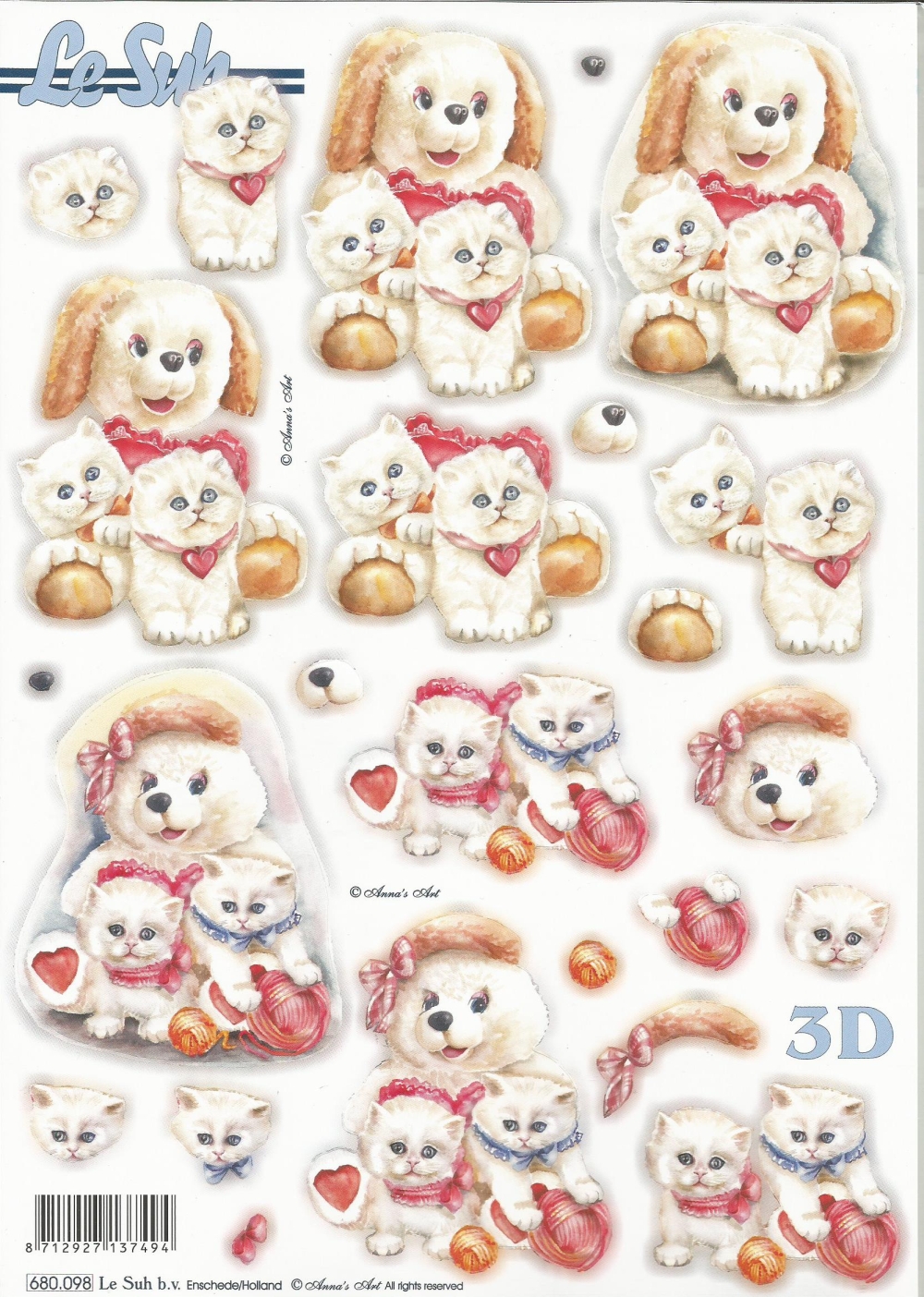 3D-Stanzbogen LeSuh Weie Ktzchen