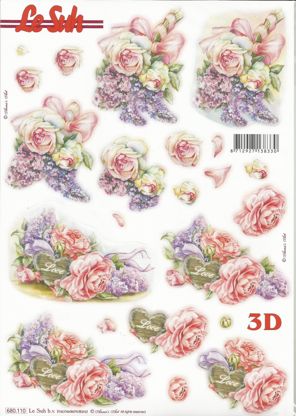 3D-Stanzbogen LeSuh Rosenstrau