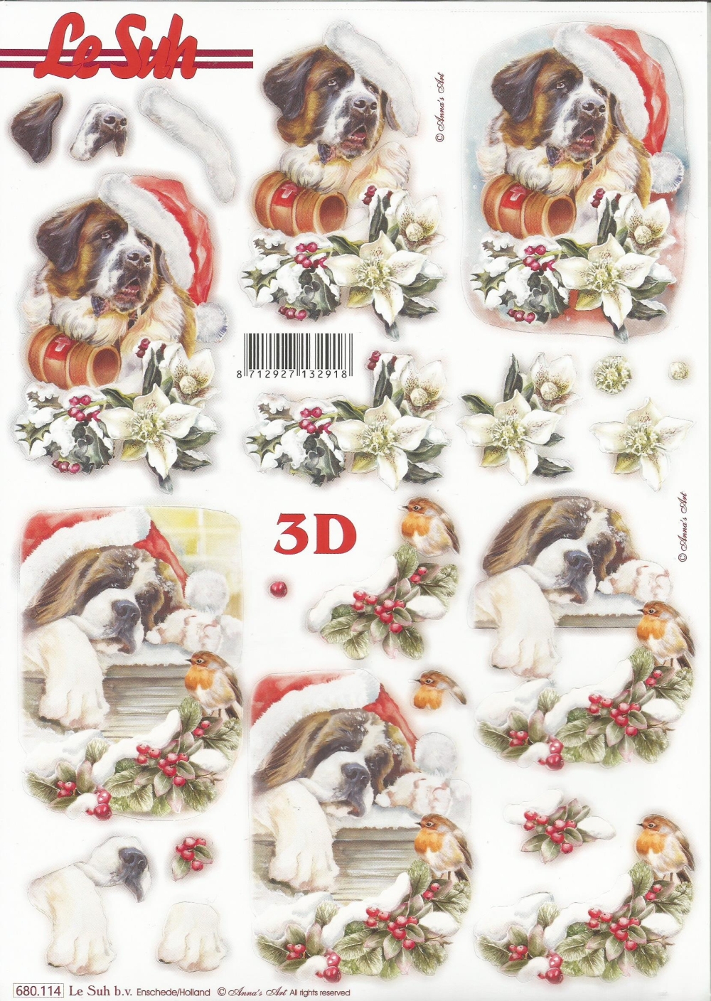3D-Stanzbogen LeSuh Bernhardiner mit Mtze