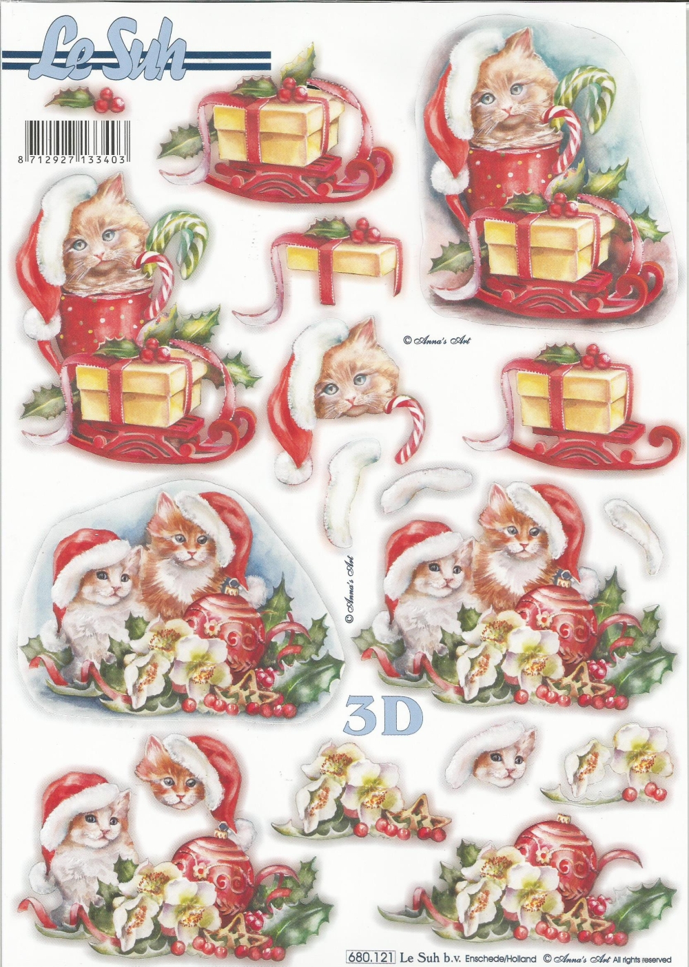 3D-Stanzbogen LeSuh Weihnachtskatzen