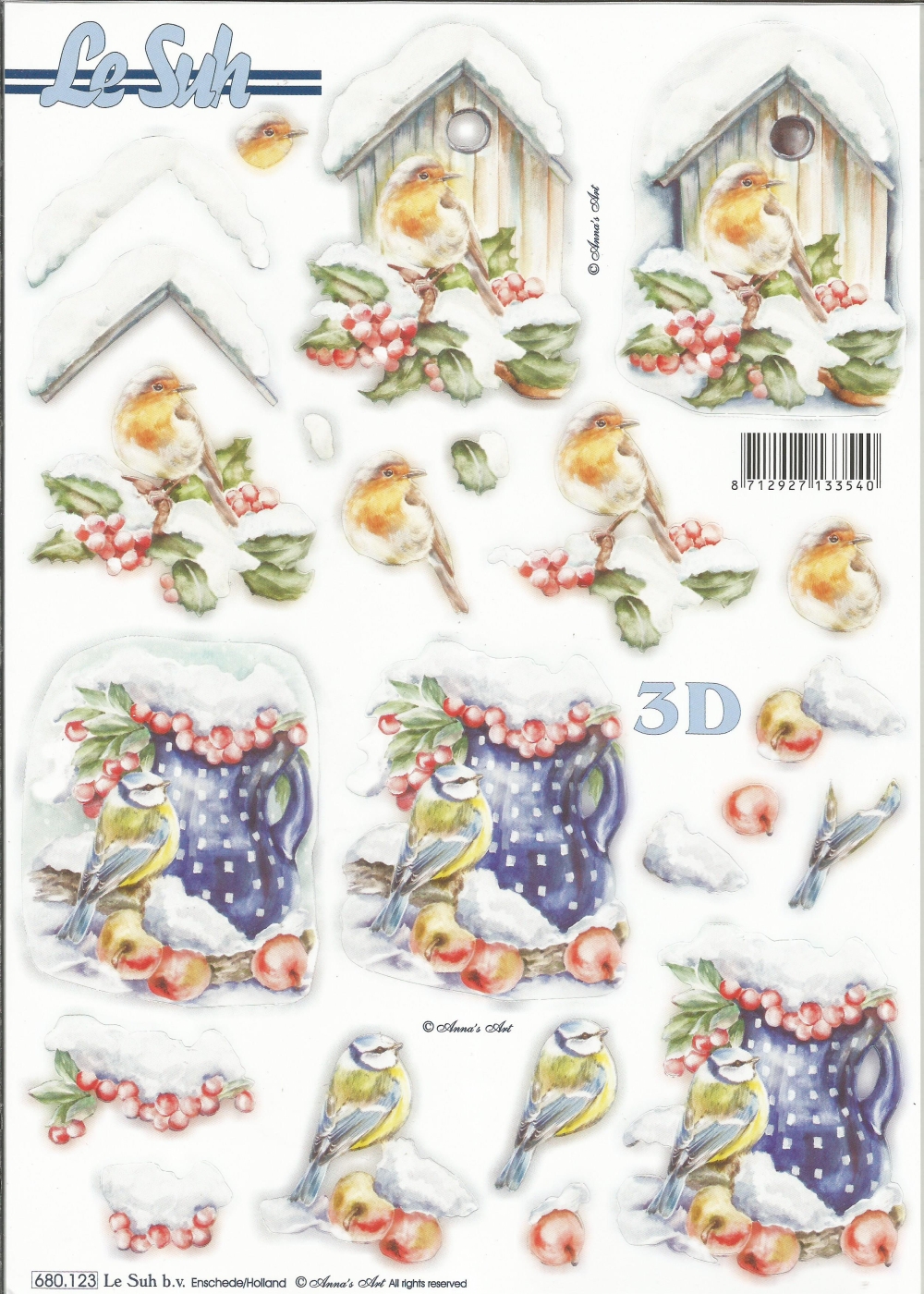 3D-Stanzbogen LeSuh Vgel im Winter